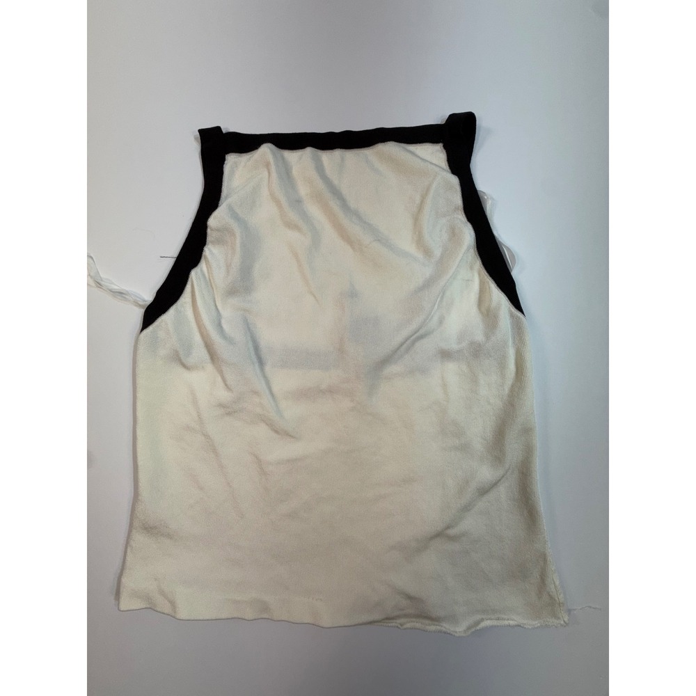 Ralph Lauren Purple Collection Cream Black  Knit Tank Top Made in Italy Size M